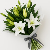 Funeral Bouquet of White Lilies